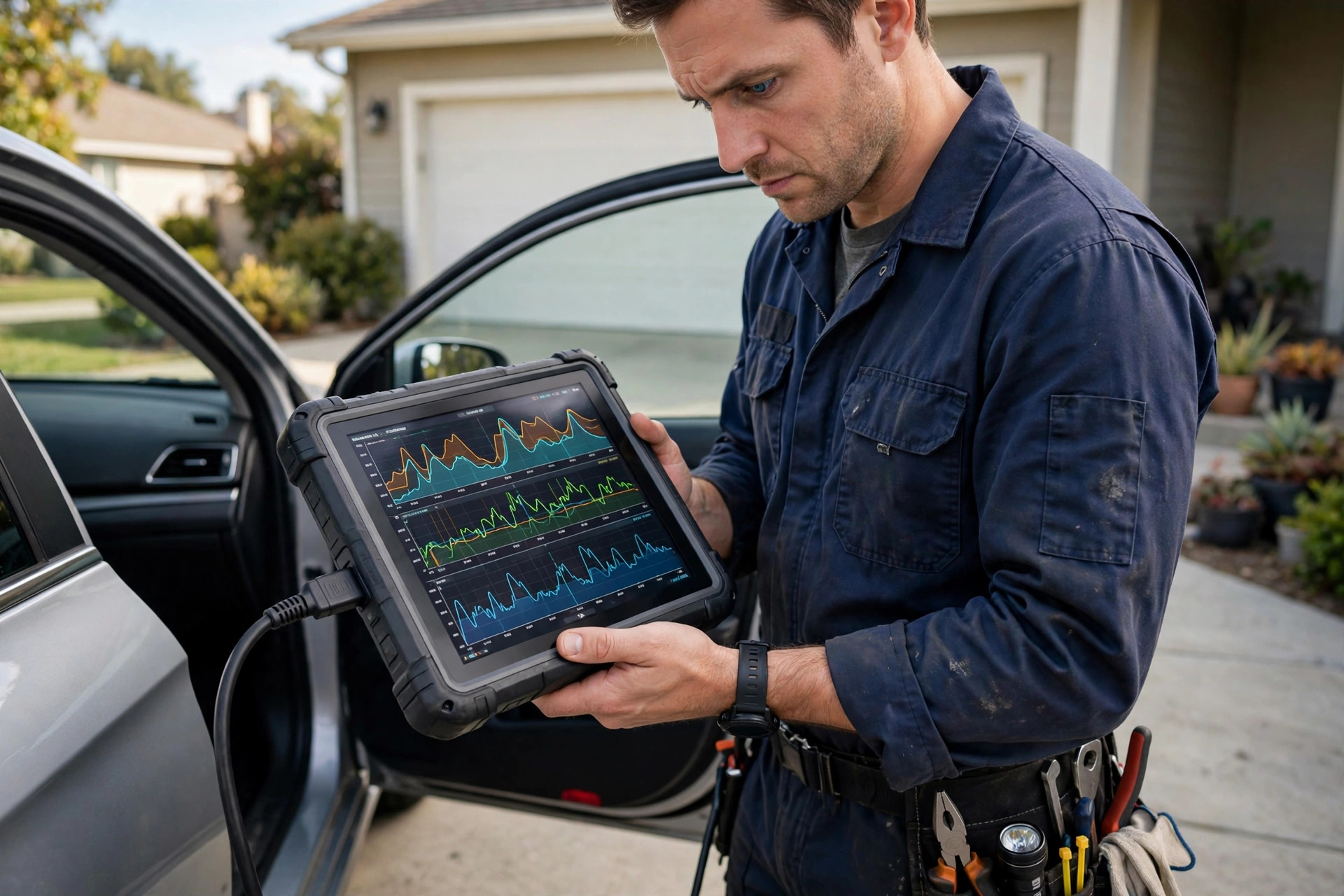 Diagnostic scan — technician with scanner