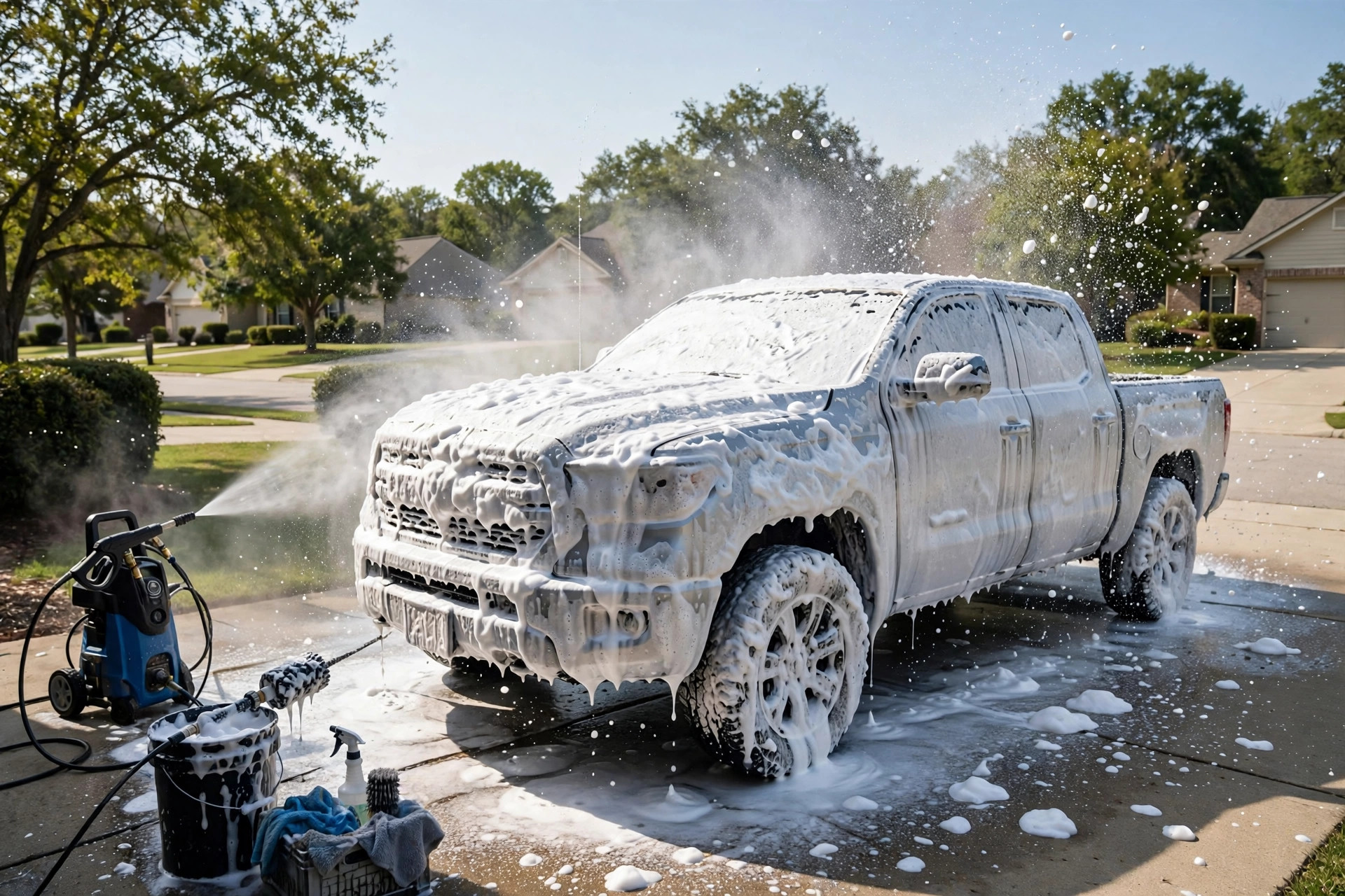 Full detail — foam covered SUV